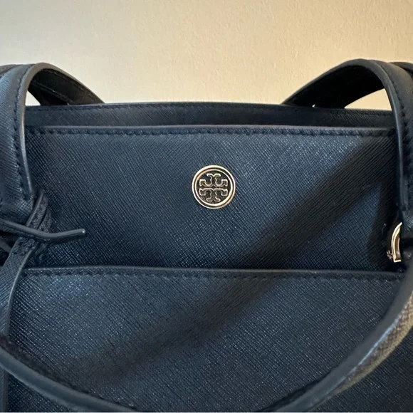 Tory Burch Black Classic Small Leather Tote Purse Handbag - Picture 2 of 8